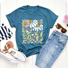 Boho Wildflowers Floral Nature Simple T-Shirt
