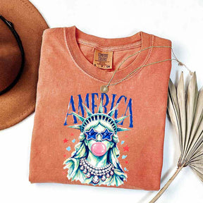 America Statue of Liberty Blowing Bubble Gum T-Shirt