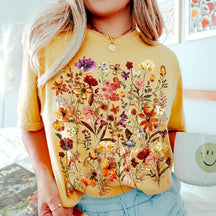 Vintage Pressed Flowers Market Boho Cottagecore T-Shirt