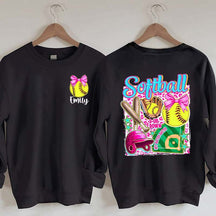 Personalized Softball Coquette Sweatshirt