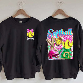 Personalized Softball Coquette Sweatshirt