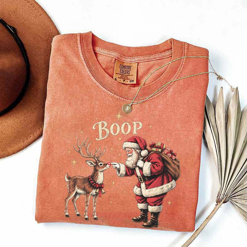 Vintage Santa Reindeer Christmas Boop T-Shirt