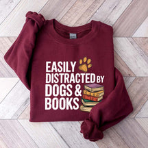 Retro Easily Distracted by Dogs and Books Sweatshirt