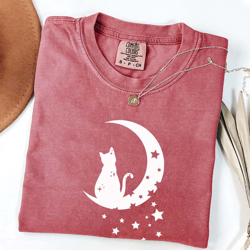 Floral Moon Cat T-Shirt