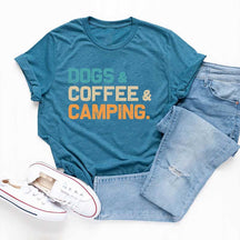 Dogs Coffee Camping Vacation T-Shirt