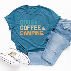 Dogs Coffee Camping Vacation T-Shirt