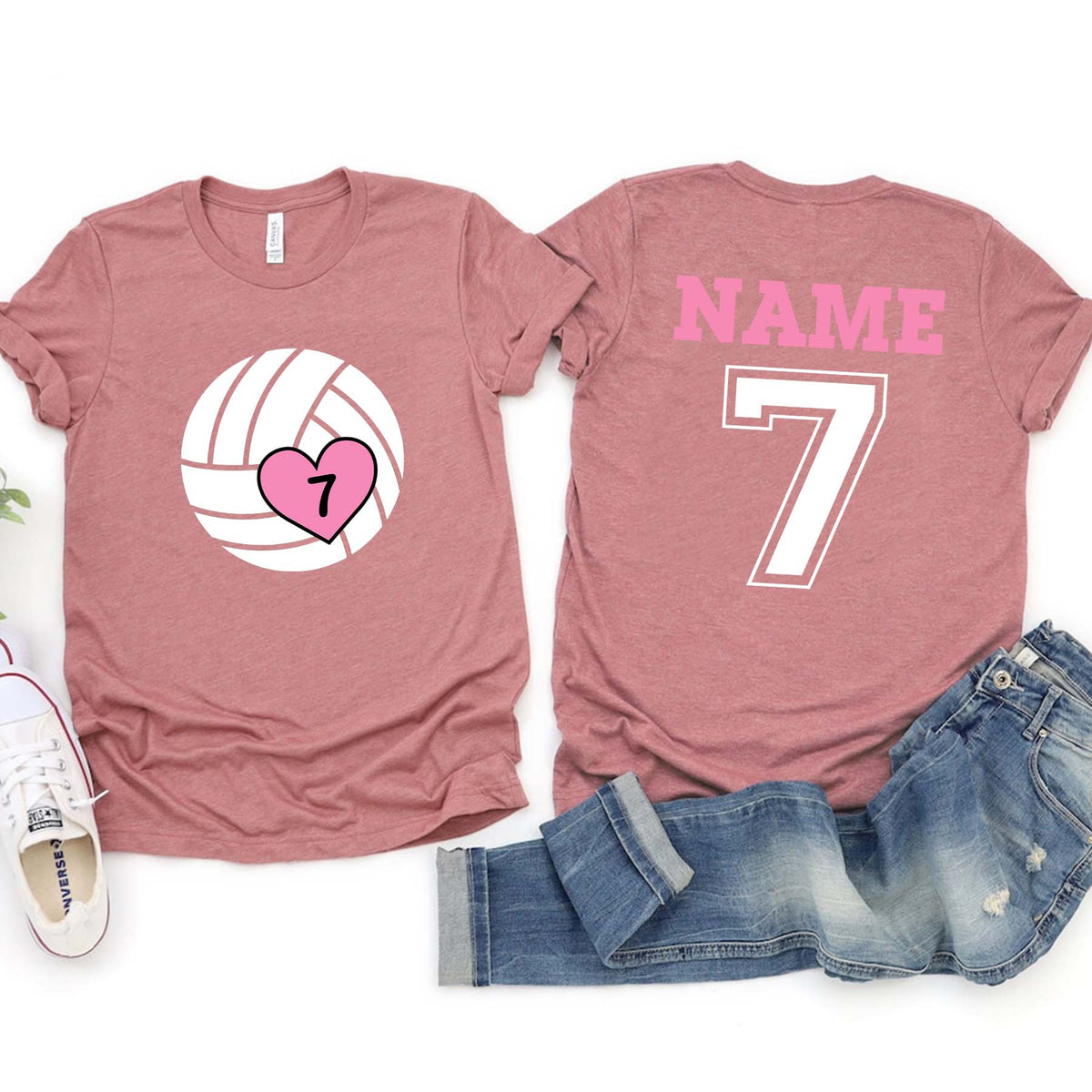 Custom Volleyball Heart Mom T-Shirt