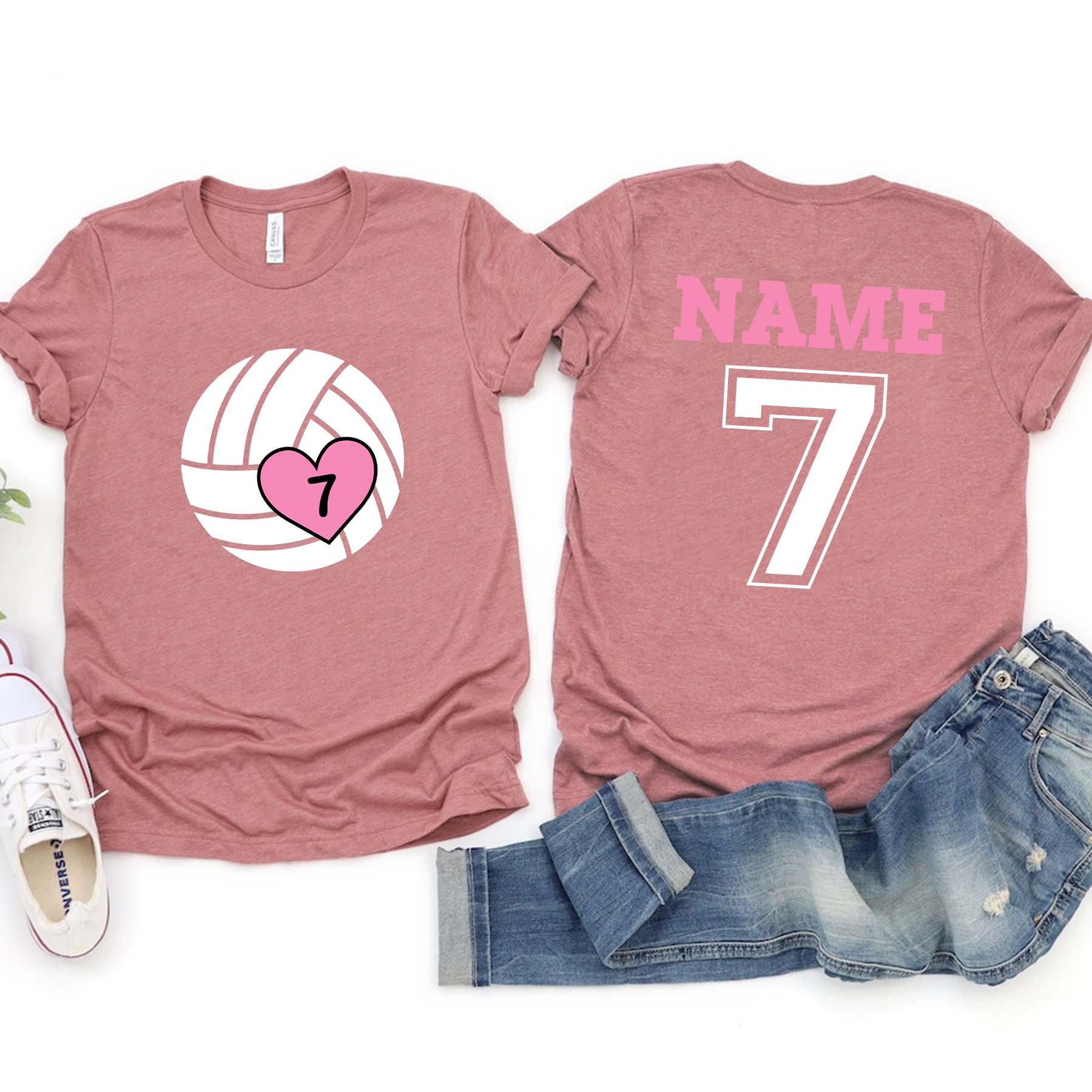 Custom Volleyball Heart Mom T-Shirt