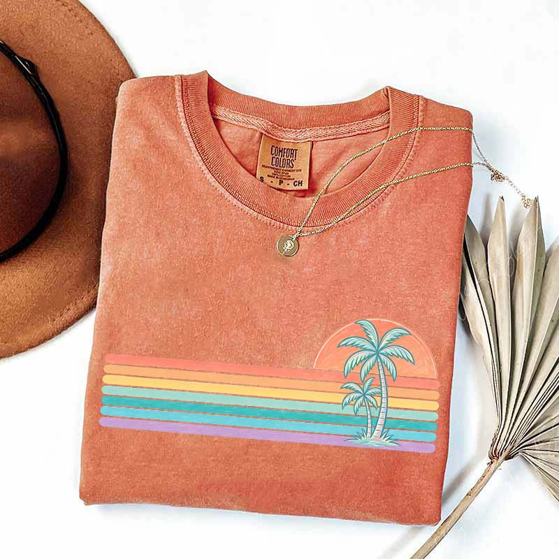 Retro Sun Summer Stripes T-Shirt