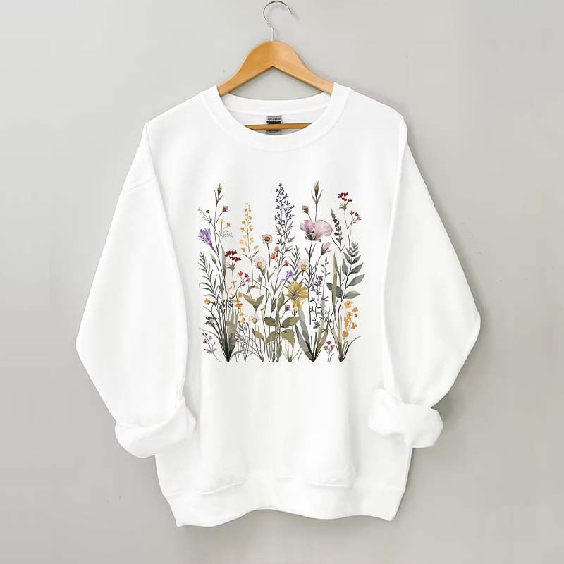 Pressed Flowers Watercolor floral Gender Sweatshirt