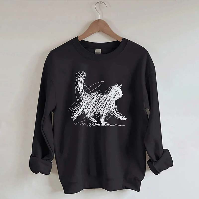 Abstract Scribble Cat Sweatshirt