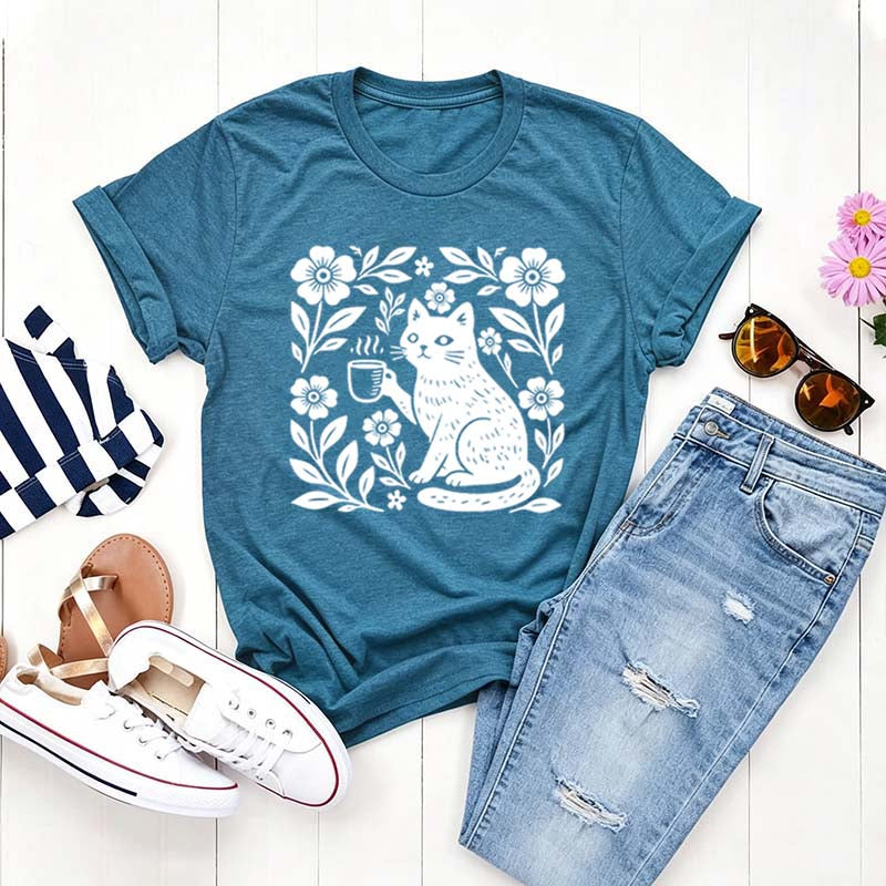 Boho Cat Coffee Lover T-Shirt