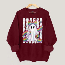 Preppy Ghost Coquette Leopard Girly Sweatshirt