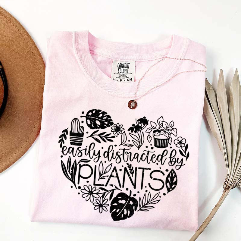 Cute Heart Easily Distracted By Plants T-Shirt