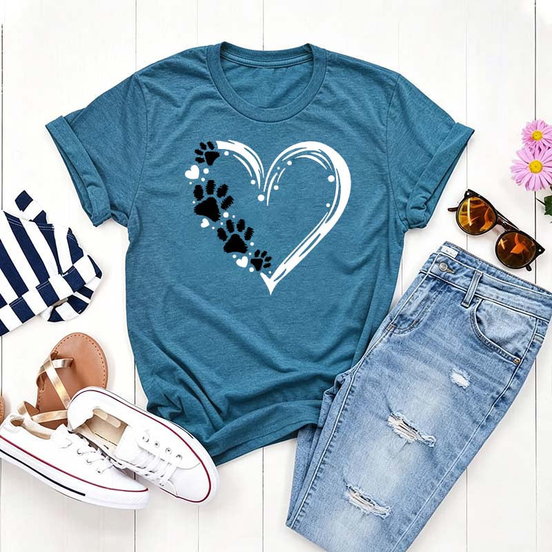 Paw Heart Cat Dog Lover T-Shirt