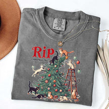 RIP Christmas Tree Comfort Colors Meowy T-Shirt