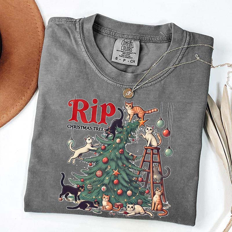 RIP Christmas Tree Comfort Colors Meowy T-Shirt