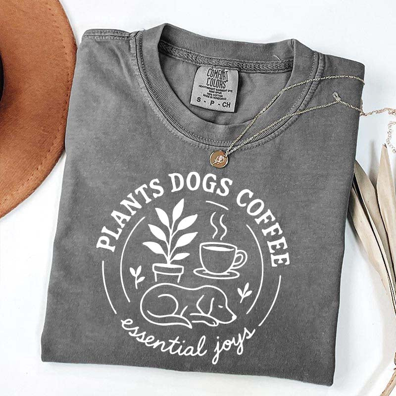 Cute Plants Dogs Coffee T-Shirt