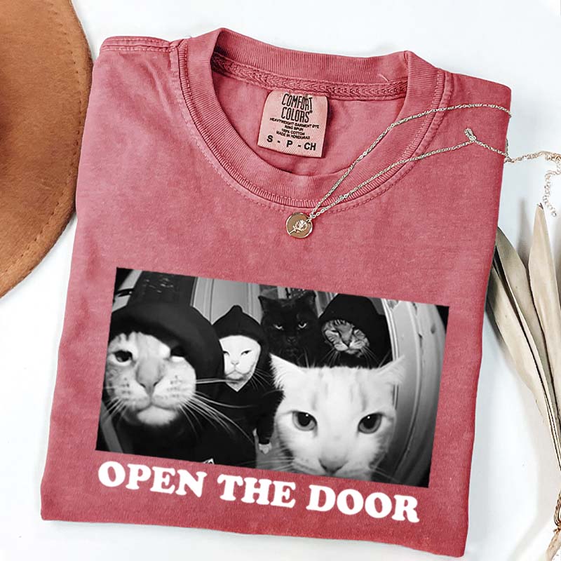 Funny Cat Gang Open The Door T-Shirt