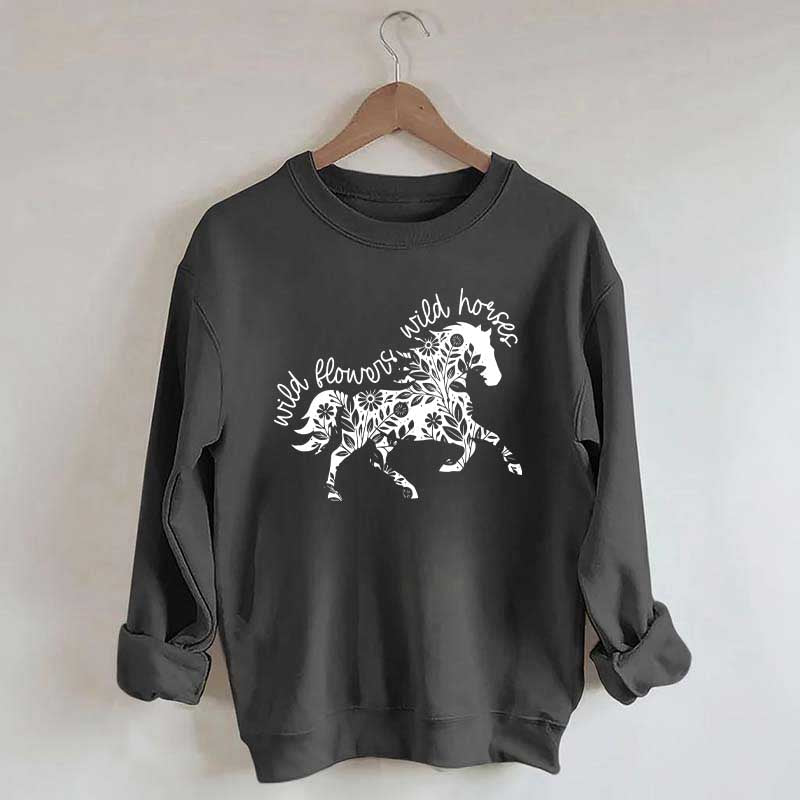 Wild Horses Graphic Vintage Western Country Sweatshirt