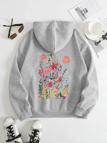 Peinture acrylique de modèle de fleurs Imprimé sur le sweat à capuche arrière pour les femmes