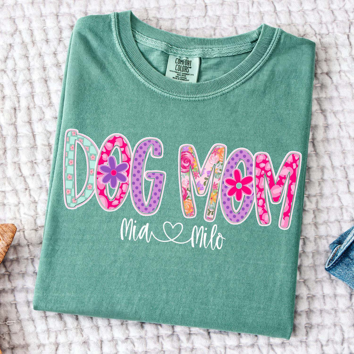 Personalized Dog Mom Floral T-Shirt