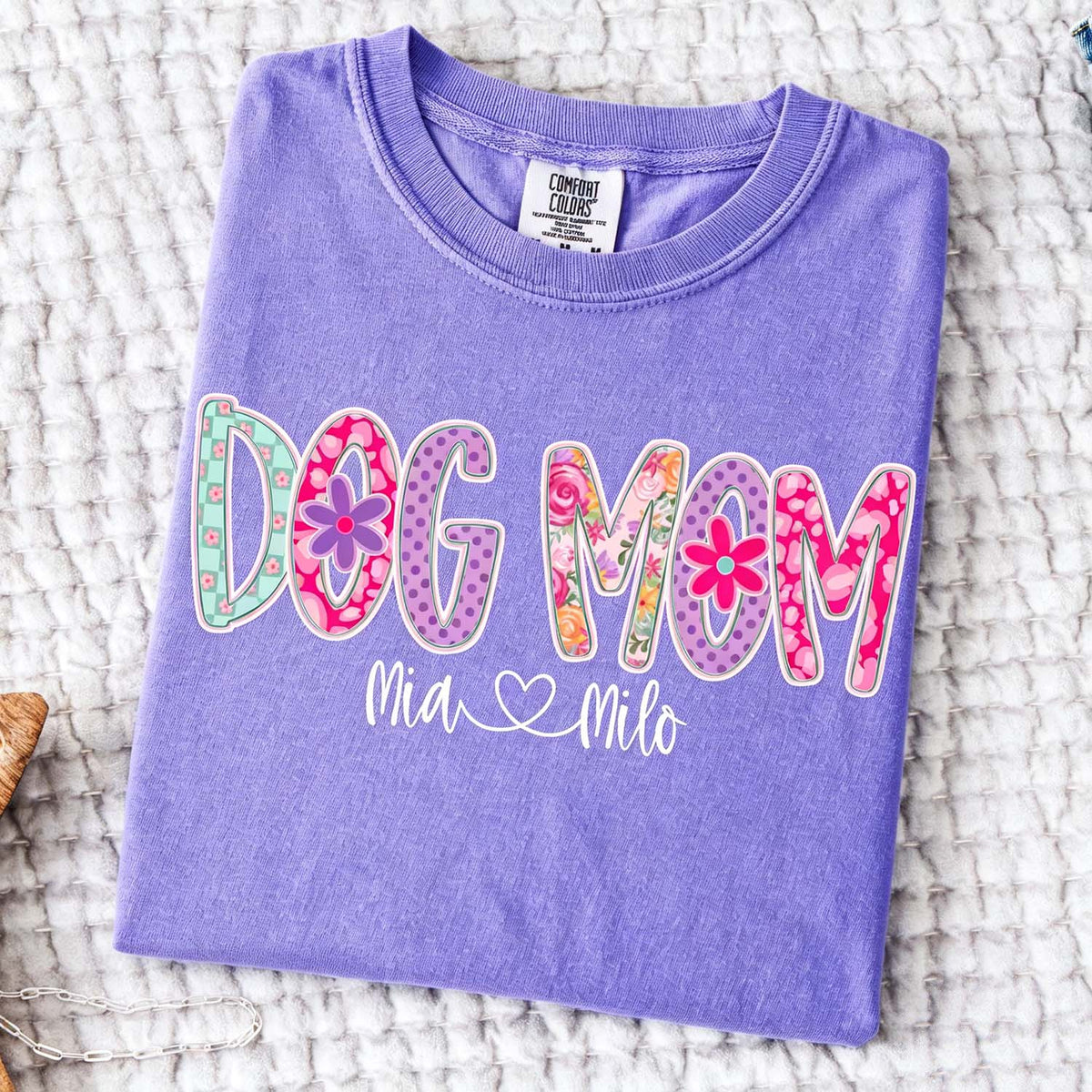 Personalized Dog Mom Floral T-Shirt