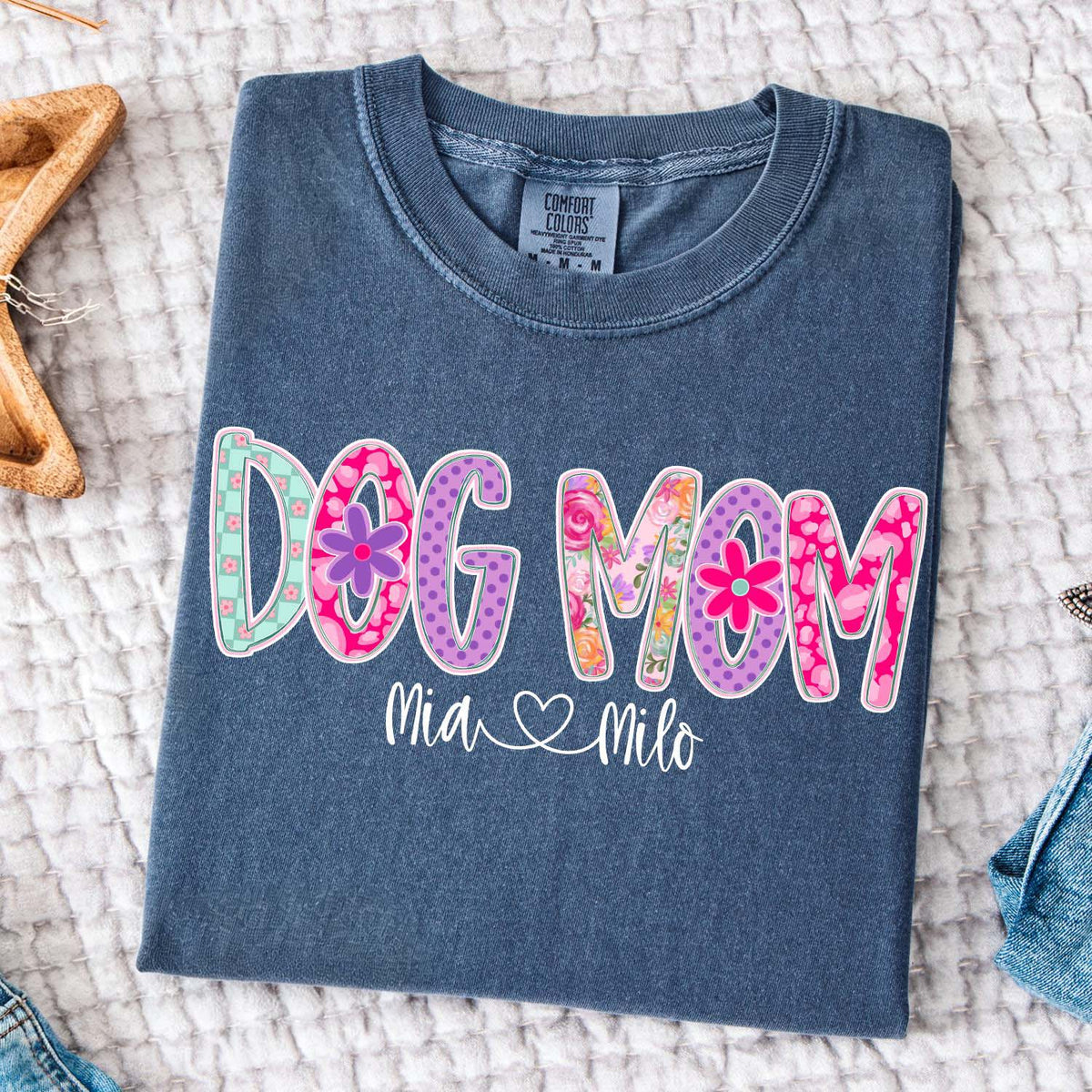 Personalized Dog Mom Floral T-Shirt