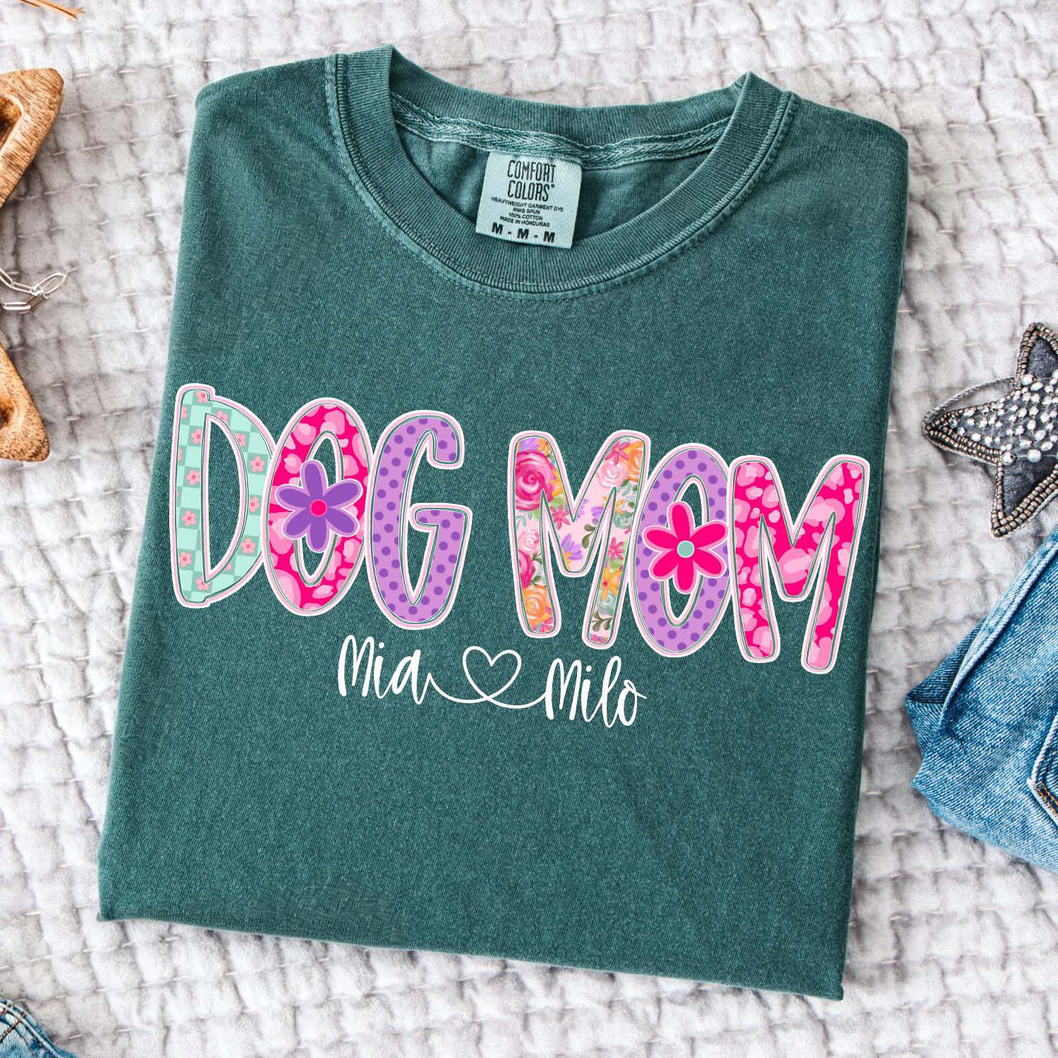 Personalized Dog Mom Floral T-Shirt