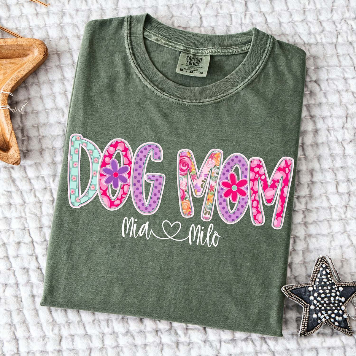 Personalized Dog Mom Floral T-Shirt