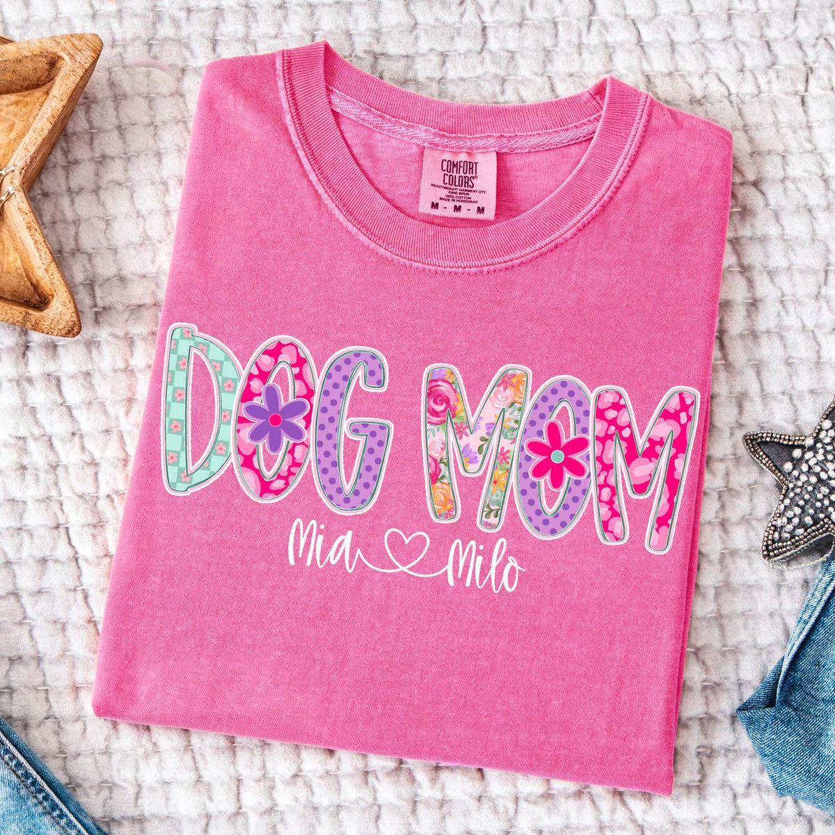 Personalized Dog Mom Floral T-Shirt
