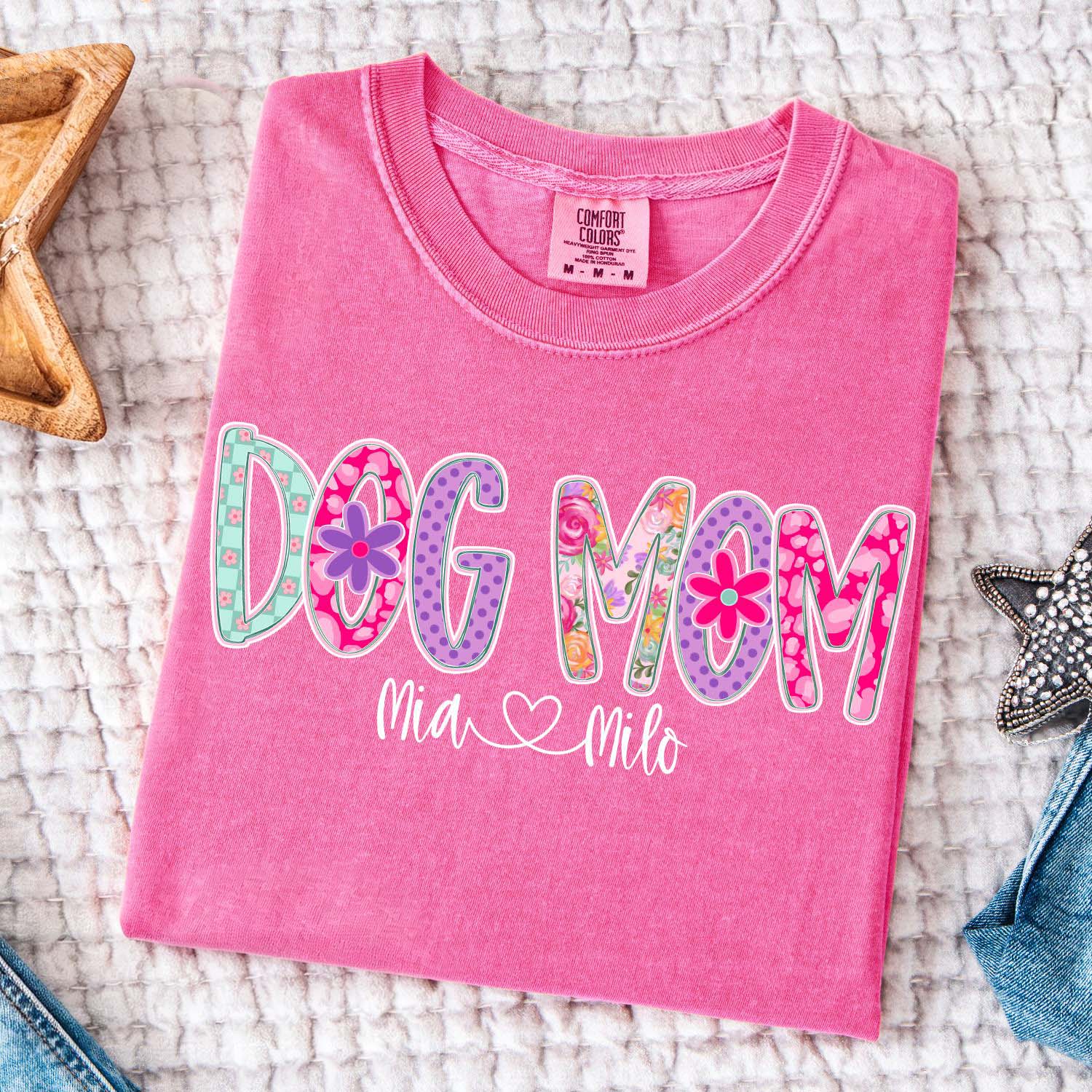 Personalized Dog Mom Floral T-Shirt