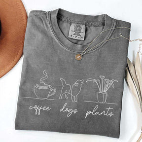 Coffee Dog Plants Line T-Shirt