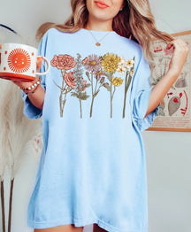 Cottagecore Vintage Fleurs Confort Couleurs Tshirt