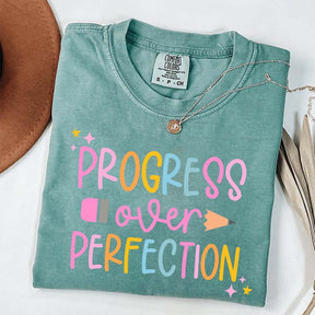 Progress Over Perfection Inspirational Teacher T-Shirt