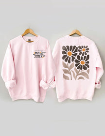 Sweat-shirt imprimé fleurs sauvages unisexe