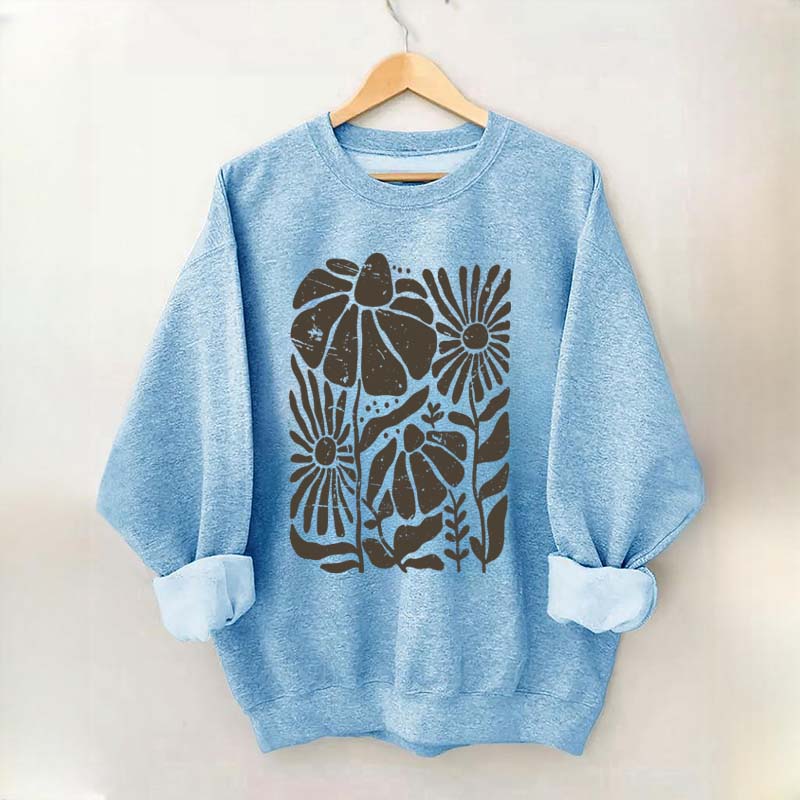 Boho Wildflowers Distressed Flowers Sweatshirt