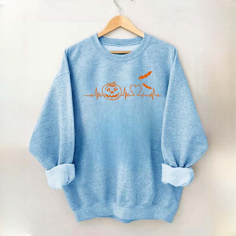 Halloween Pumpkin Heartbeat Funny Sweatshirt
