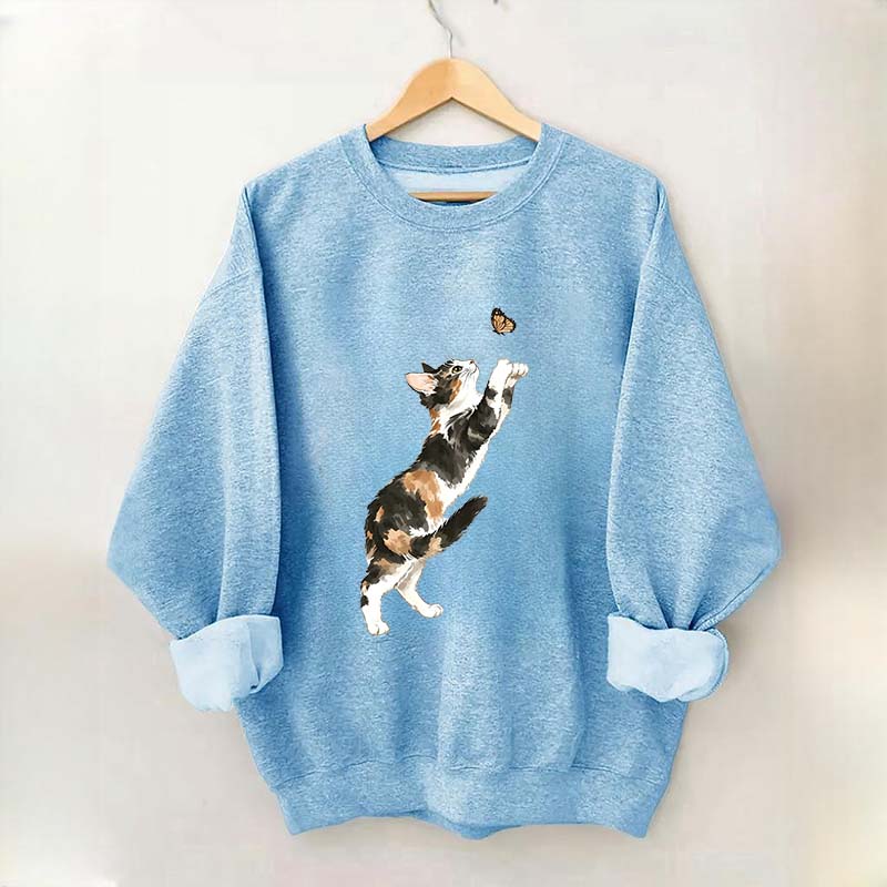 Cute Cat and Butterfly Sweatshirt