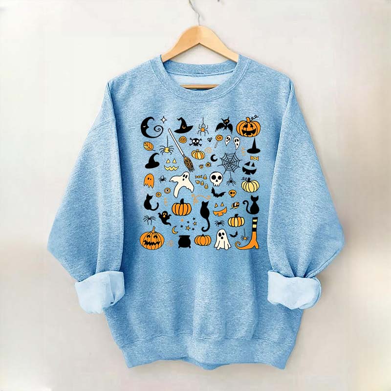 Halloween Doodles Little Things Witch Pumpkin Sweatshirt