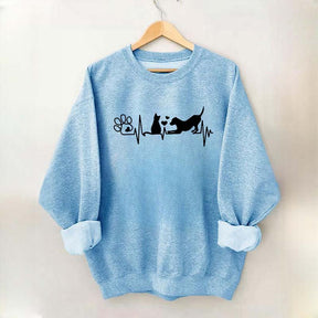 Dog And Cat Mom Heartbeat Sweatshirt