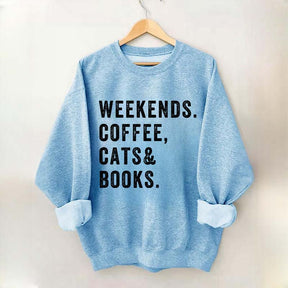 Weekends Coffee Cats & Books Sweatshirt