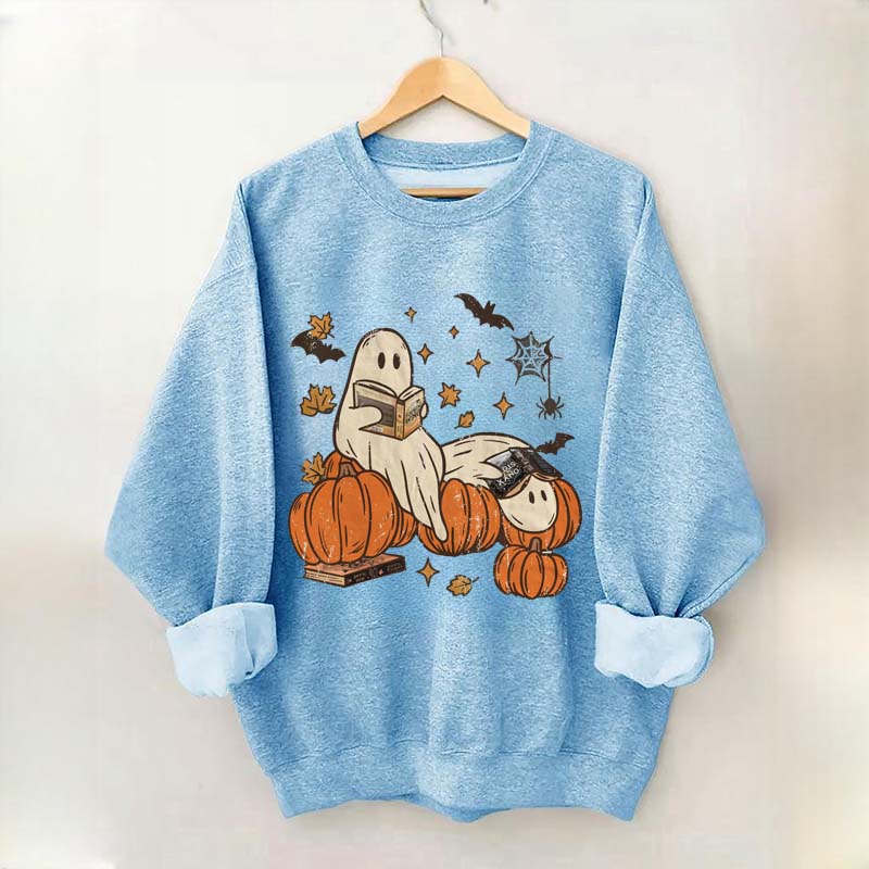 Ghost Reading Fantasy Book Sweatshirt