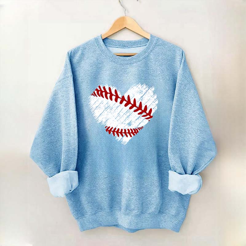 Distressed Baseball Heart Sweatshirt