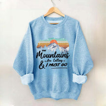 Retro Mountains Are Calling Hiking Camping Sweatshirt
