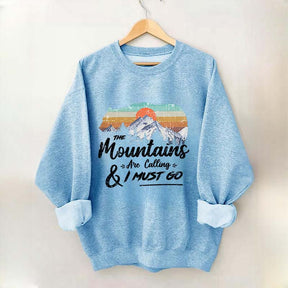 Retro Mountains Are Calling Hiking Camping Sweatshirt
