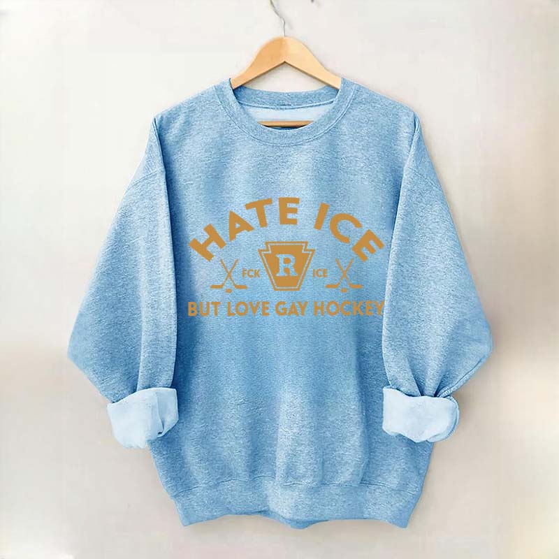 Hate ICE But Love Gay Hockey Boxy Sweatshirt