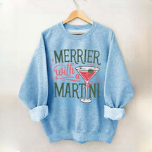 Merrier With A Martini Retro Christmas Sweatshirt