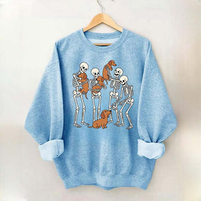 Halloween Dachshund Spooky Season Skeleton Bone Sweatshirt