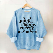Puck Bunny Energy Retro Hockey Sweatshirt